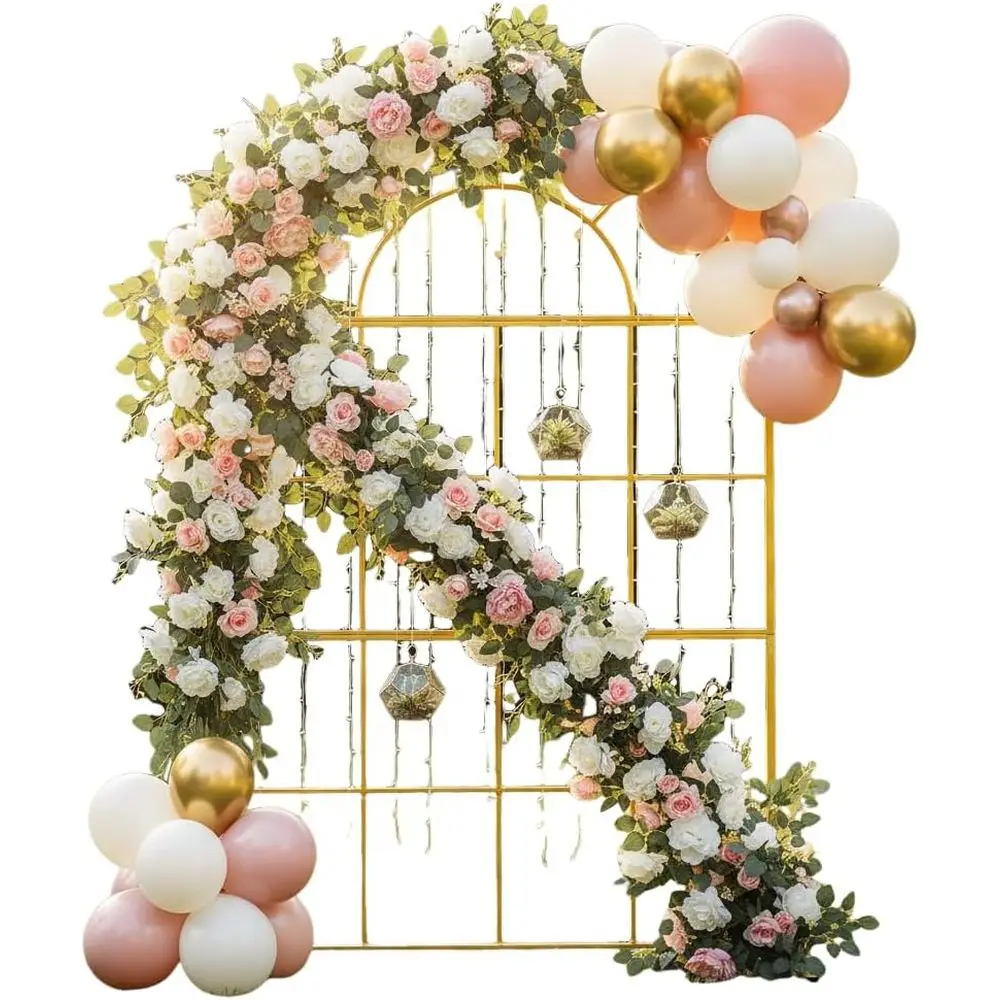 Wedding Balloon Arch - ซุ้มแต่งงานโลหะสีทอง สูง 6.5 ฟุต สำหรับตกแต่งพิธี โครงเหล็กสำหรับตั้งซุ้ม