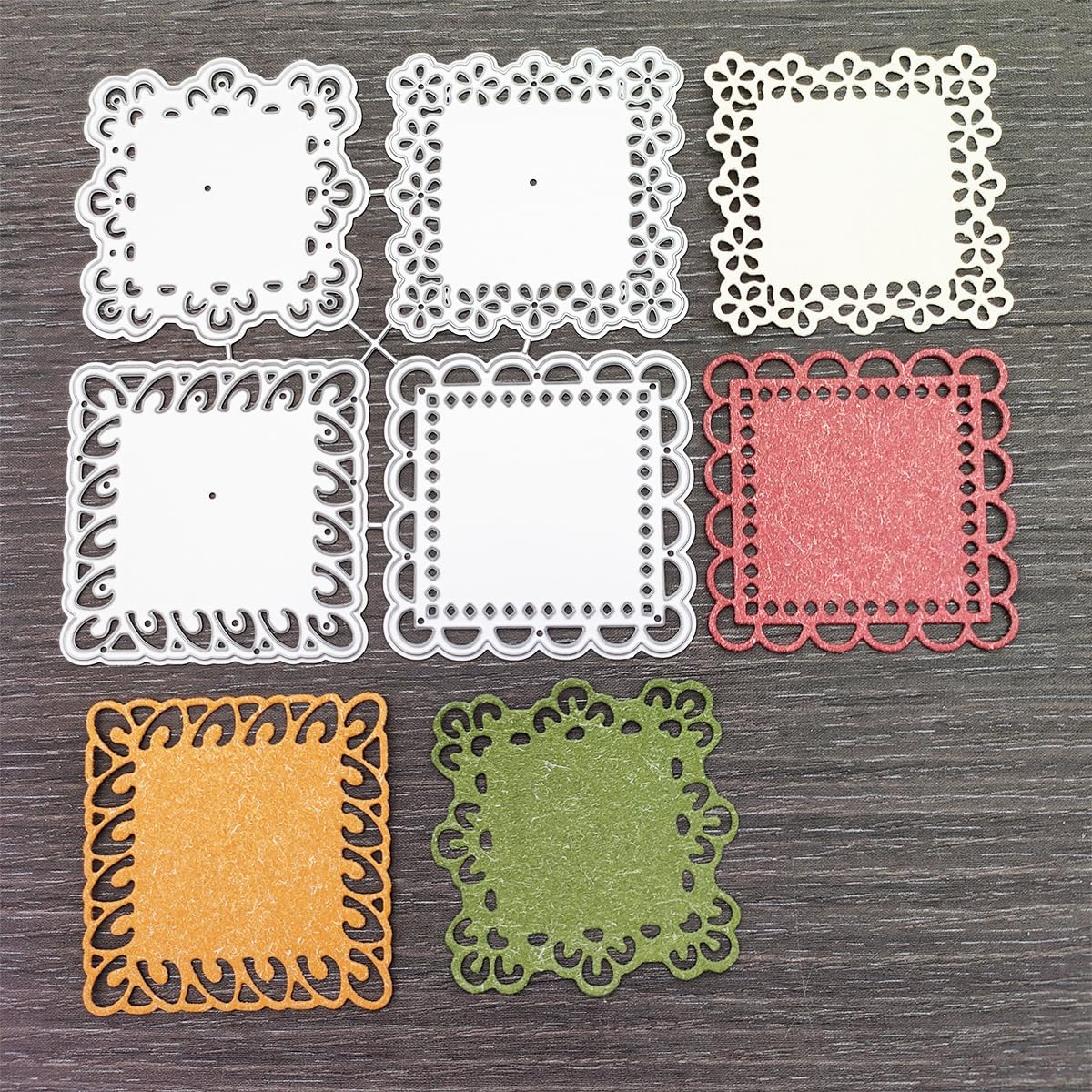 Wedding Sutra - แม่พิมพ์ตัดโลหะสีเทาเงิน ลายลูกไม้สี่เหลี่ยม เหมาะสำหรับ DIY สมุดภาพตกแต่ง การ์ด