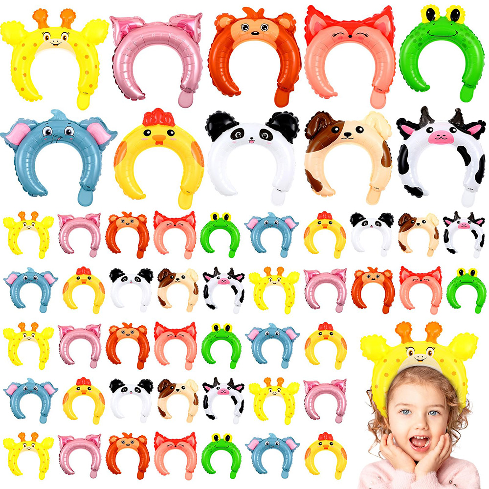 Wedding Zoo - ที่คาดผมเป่าลมรูปสัตว์ในฟาร์มสวนสัตว์24ชิ้นที่คาดผมรูปสัตว์ป่าแบบซาฟารีที่คาดผมที่เกี่ยวกับสัตว์ในป่าของตกแต่งของขวัญปาร์ตี้วันเกิด
