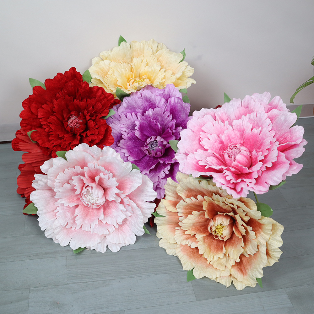 Wedding Supply In Bulk - ดอกโบตั๋นกำมะหยี่ขนาดใหญ่ 30-80 ซม. ดอกไม้ประดิษฐ์จากผ้าไหมจำนวนมาก สำหรับตกแต่งเวทีงานแต่งงาน จัดดอกไม้ขนาดใหญ่