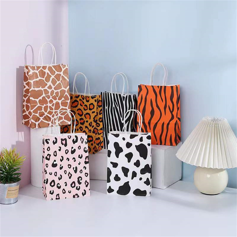 Wedding Zoo - ถุงของขวัญวันเกิดกระเป๋างานเลี้ยงลายป่าซาฟารีสวนสัตว์ถุงคุกกี้ลูกกวาดป่าถุงกระดาษของขวัญวันเกิดอุปกรณ์ตกแต่ง4ชิ้น