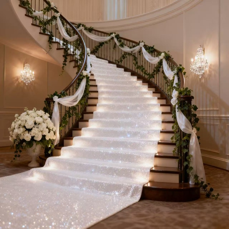 ทางเดินงานแต่งงานสีขาวระยิบระย - Aisle Runner White บทวิจารณ์และราคา