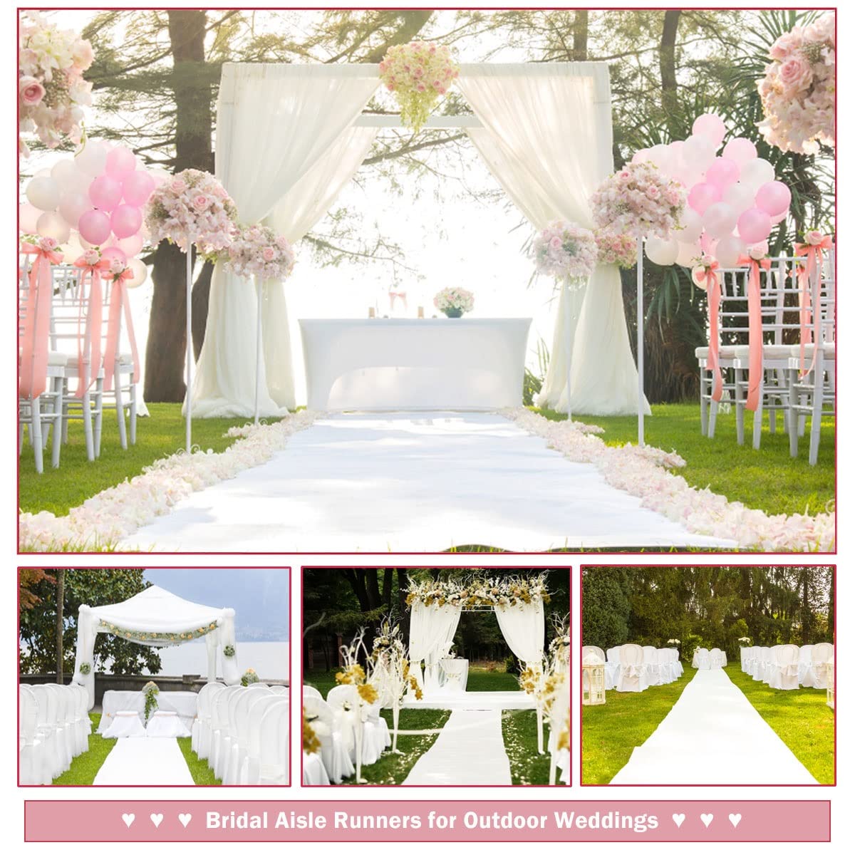 พรมสีขาวสำหรับงานแต่งงานพรมกัน - Aisle Runner White บทวิจารณ์และราคา
